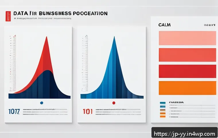 쉬운 데이터 시각화를 위한 팁과 트릭 - A modern, clean infographic illustrating the psychology of colors in data visualization for a Japane...